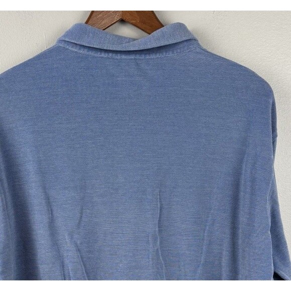 Peter Millar Collection Men’s XL Blue Shirt Silk Cotton Polo Long Sleeve Pocket - Picture 8 of 9